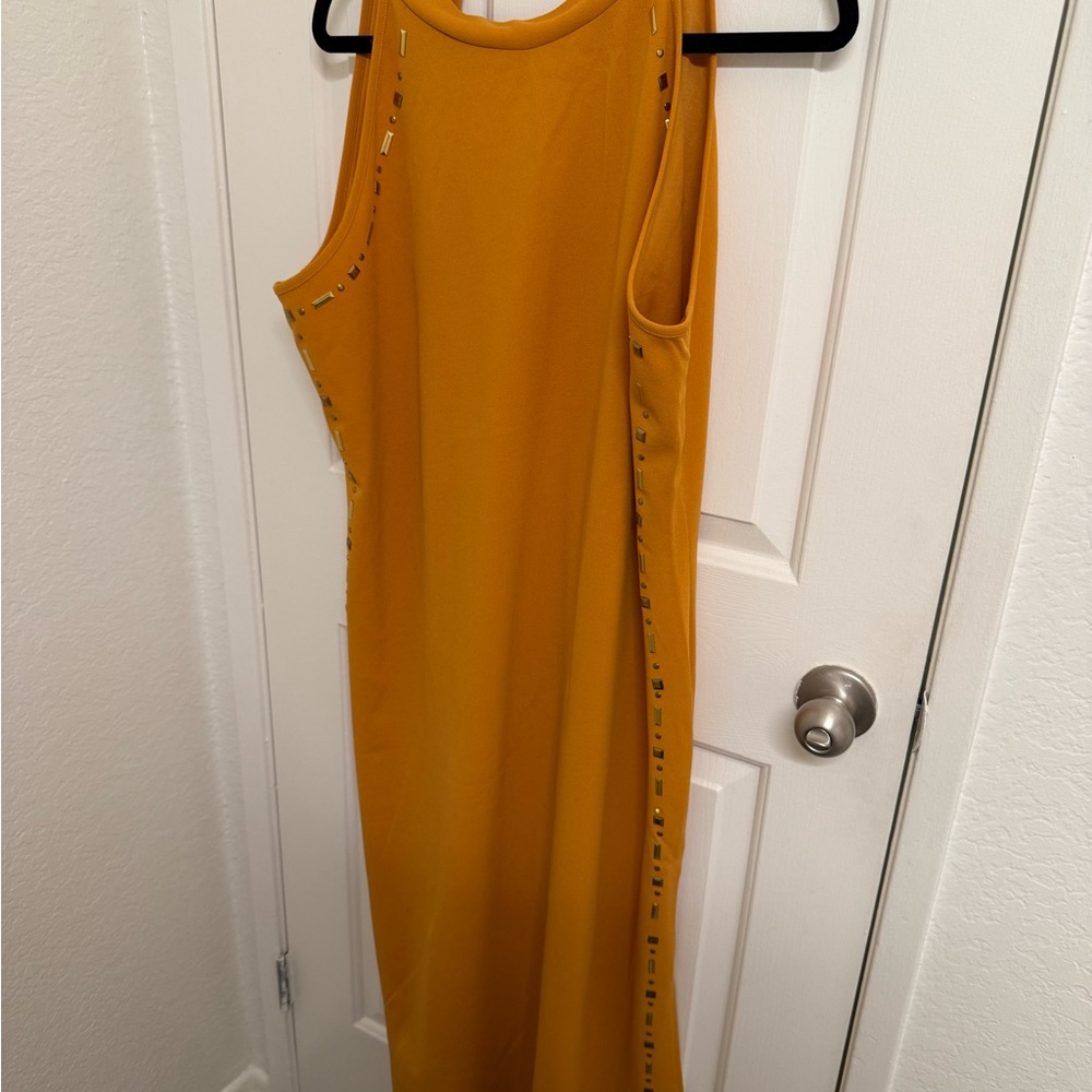 Ashley Stewart Mustard Embellished Dress